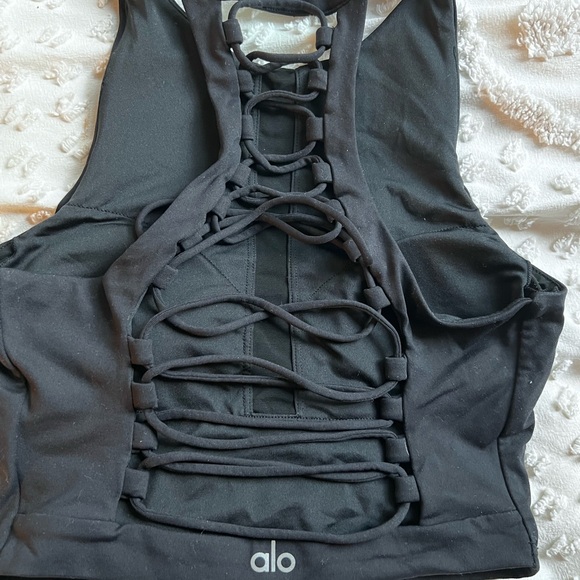 ALO Yoga Black Strappy Crop Top - Picture 8 of 8
